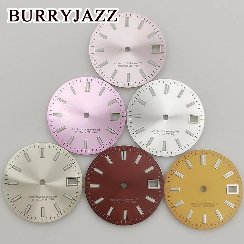

Часы BURRYJAZZ NH35 без логотипа, золотистые, розовые, желтые, красные, зеленые, светящиеся на 3 часа, 3,8 часа, стандартная Корона