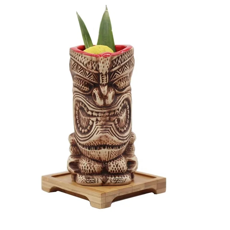 

400ml Hawaii Tiki Mugs Cocktail Cup Beer Beverage Mug Wine Mug Ceramic Easter Islander Tiki Mugs Bar Tools Barware