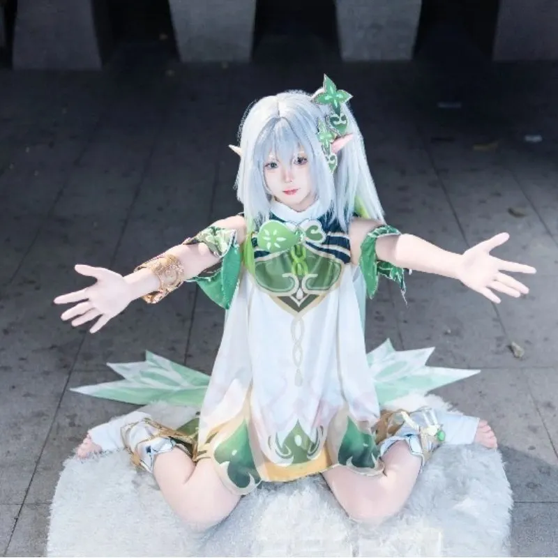 جينشين إمباكت أزياء تنكرية لحفلات الهالوين، مجموعة تنورة قصيرة من العشب الله ناهيدا، نمط لطيف، أداء المسرح، بدلة فستان للبالغين