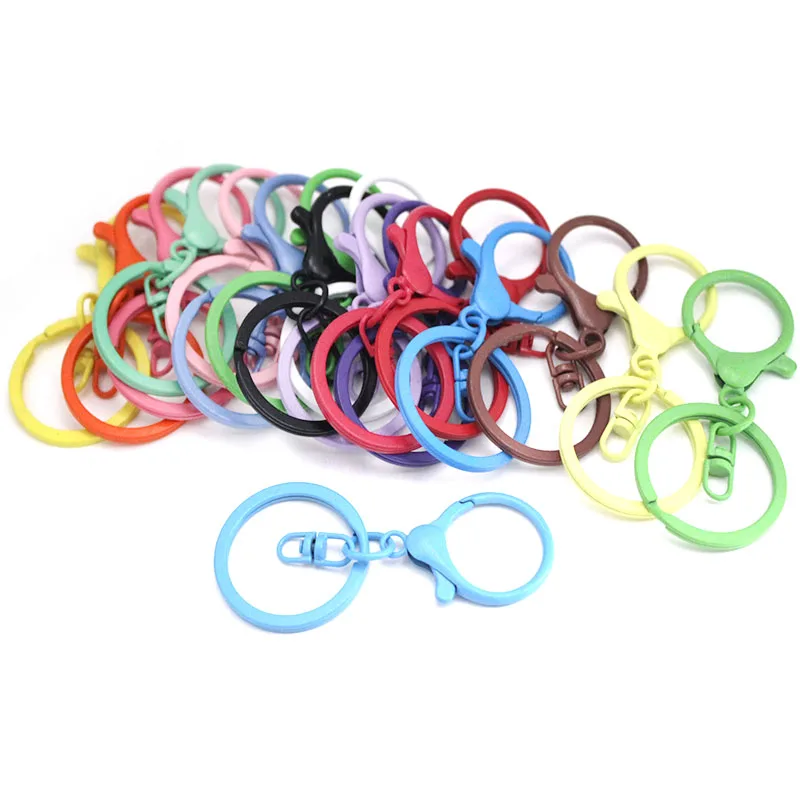 10Pcs/Lot 30mm Metal Keychain Split Rings Keyfob Key rings Lobster Clasp For Keychain Pendants DIY Jewelry Making Accessories