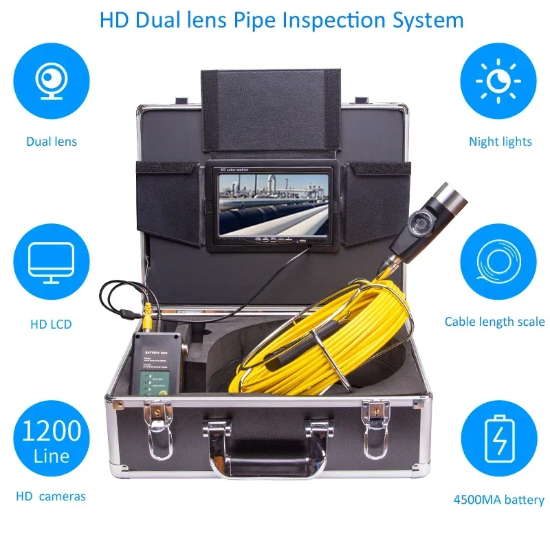 SYANSPAN pipeline endoscope dual lens LED white light+infrared light IP68 waterproof video playback sewer inspection camera