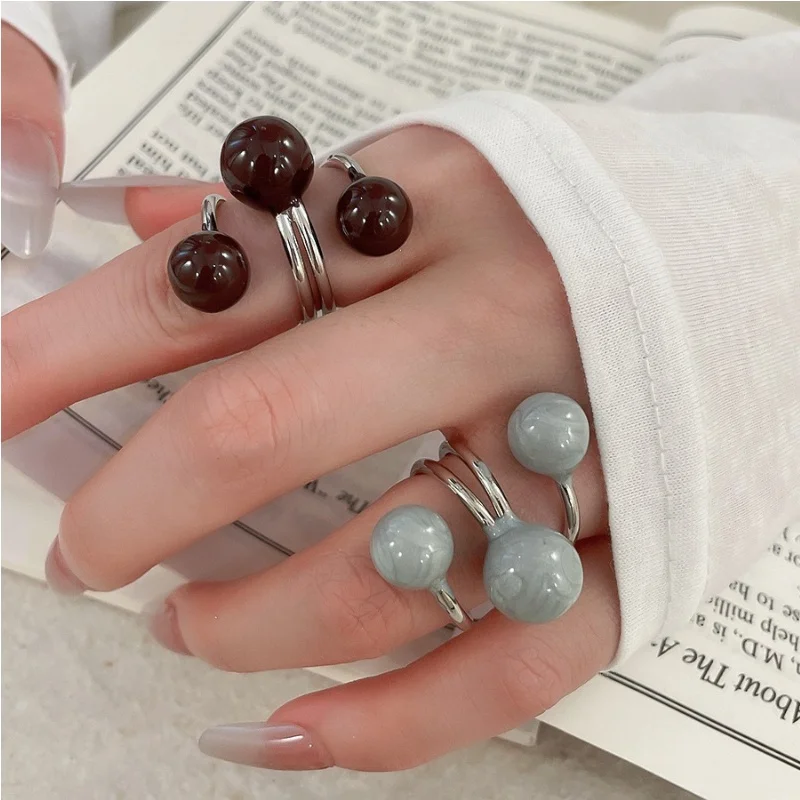 

Elegant Three-Layer round Oil-Drop Open Ring for Women Luxury Sensation Commute Jewelry Daily Party Accessory