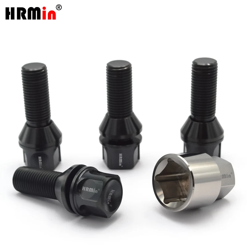 

HRMin Gr.5 titanium 19hex Cone seat floating washer anti-theft wheel hub bolt titanium bolt M14*1.5*32mm For Volvo Racing car