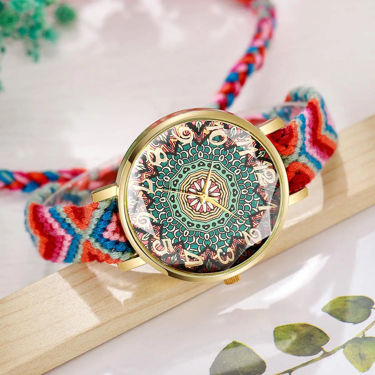 ساعات نسائية عصرية عتيقة بحزام منسوج ساعة يد كوارتز للسيدات Reloj Mujer (بدون صندوق)