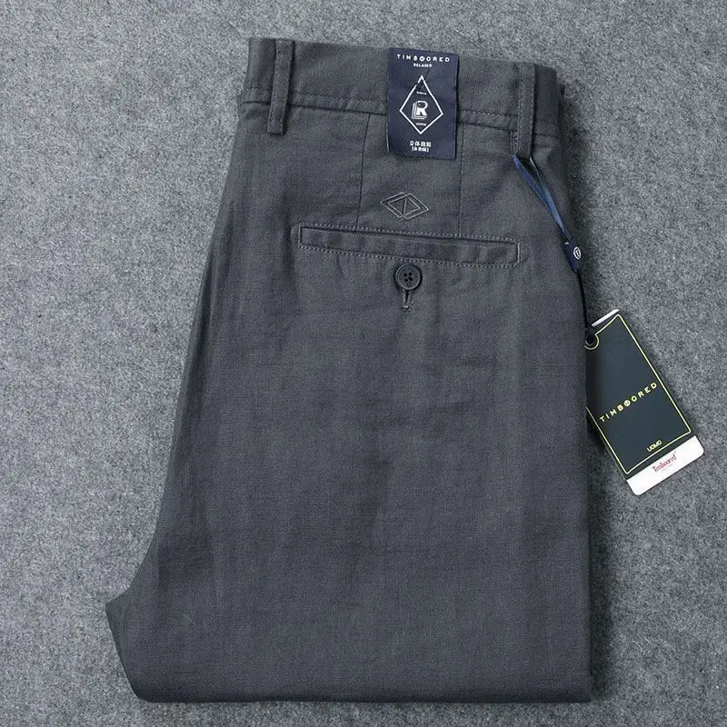 

Korean Style Clothes Man Work 100% Pure Linen Men's Business Casual Pants 2025 New Summer Thin Loose Straight Cotton Pants