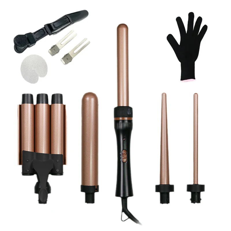 

DODO 5 in 1 Hair Curler Curling Wand Set with 3 BarrelHair Crimper Fast Heating Hair Waver Curling Iron Hair curlers for Women