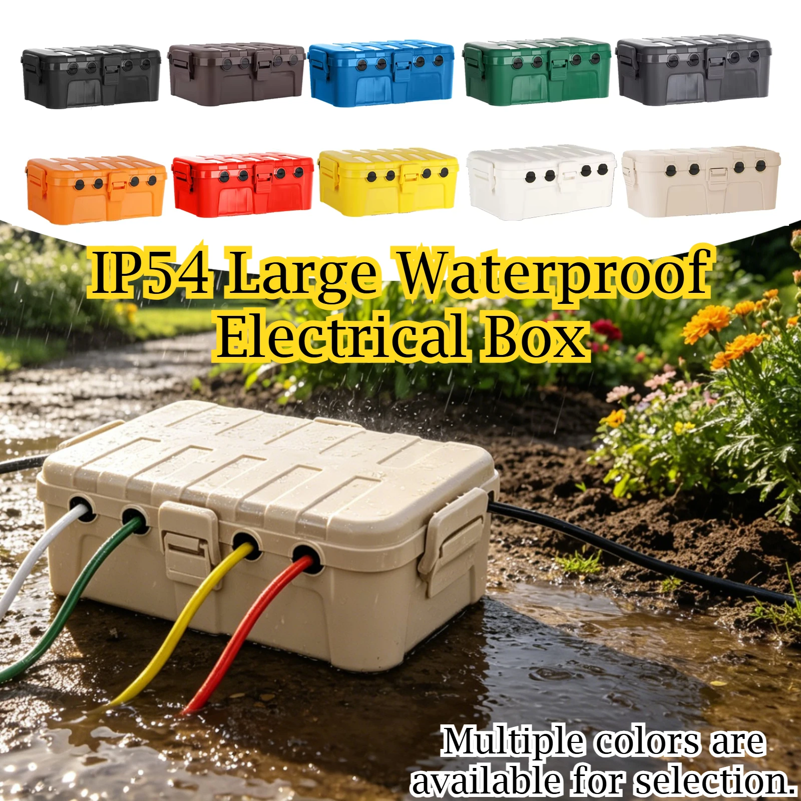 Large IP54 Waterproof Outdoor Electrical Box, Extension Cord Cover for Plugs, Power Strips and Garden Timers, Multiple Colors