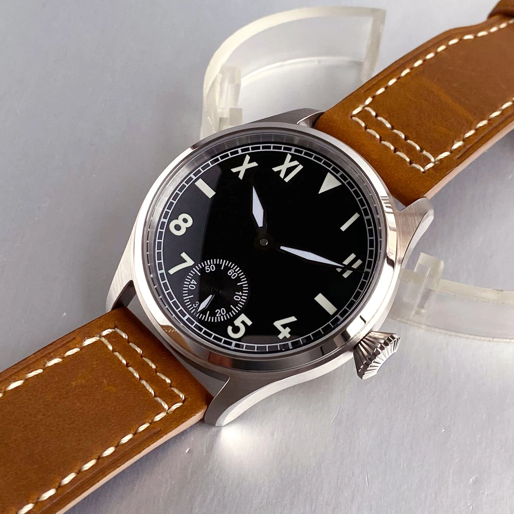 New 42mm Retro Watches Asian 6498 ST3621 Hand-Wound Movement Sapphire Glass Vintage Style Men's Watch Tandorio