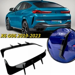 For BMW X6 G06 2Pcs Car Rear Bumper Splitter Spoiler Canard Air Vent 2019 2020 2021 2022 2023+ Gloss Black Tuning Body Kits