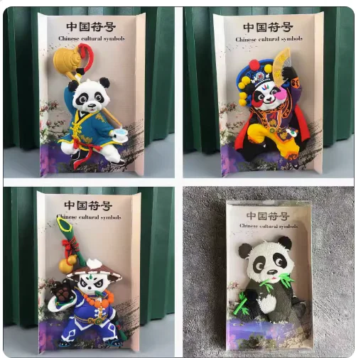 Chinese Sichuan Opera Panda Fridge Magnets Gift Guests Souvenirs Refrigerator Stickers Home Decor Magnetic icebox Stick Design