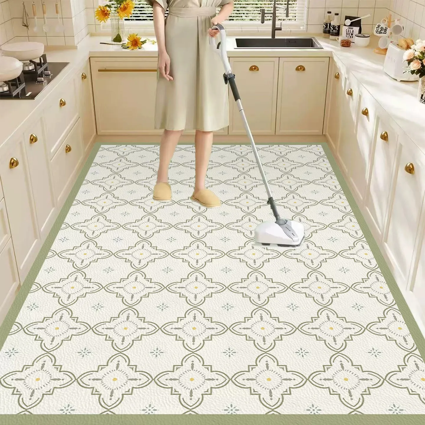 Rural Kitchen Carpet Oil-proof Washable Rugs Waterproof PVC Leather Mat Non-slip Floor Mats Balcony Rug Tapis Cuisine שטיח למטבח