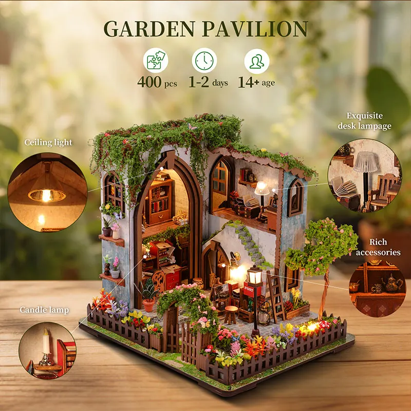 DIY Holz-Miniatur-Puppenhaus-Modellbausätze 3D-Puzzle-Puppenhaus mit Möbeln für Freunde Geburtstagsgeschenke Heimdekoration Bastelarbeiten