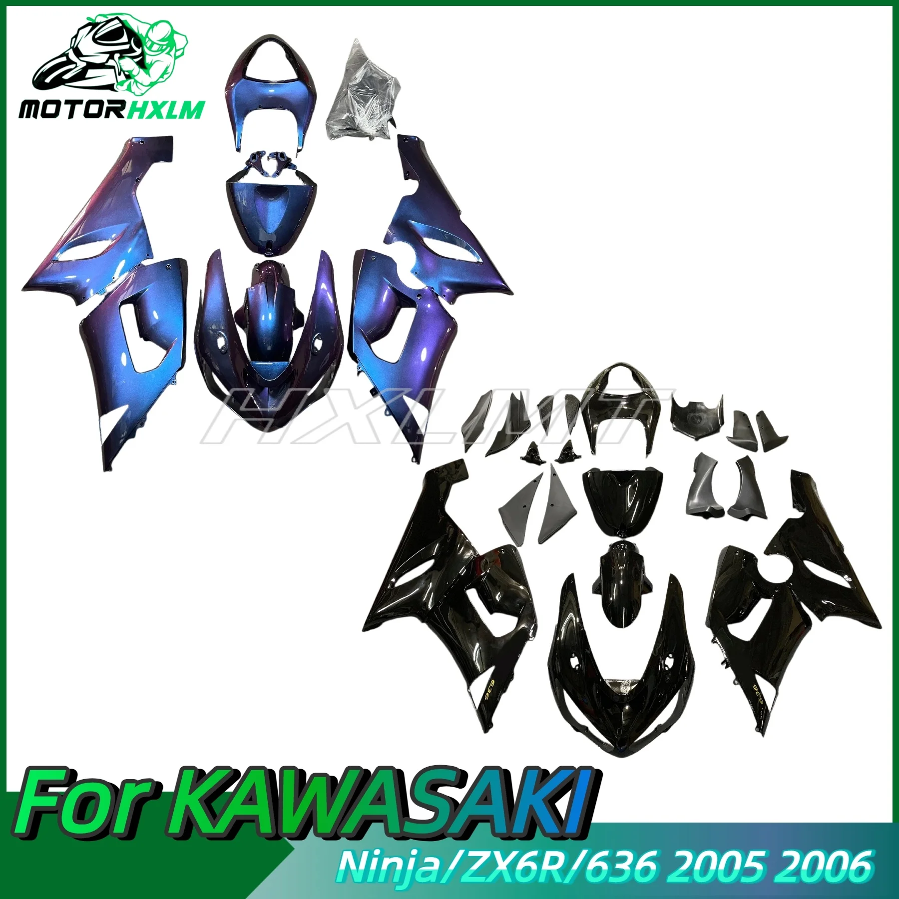 

The ABS Plastic Fairings Carbon painted look Injection Molded Motorcycle Fairing Kit for Kawasaki ZX 6R 05 06