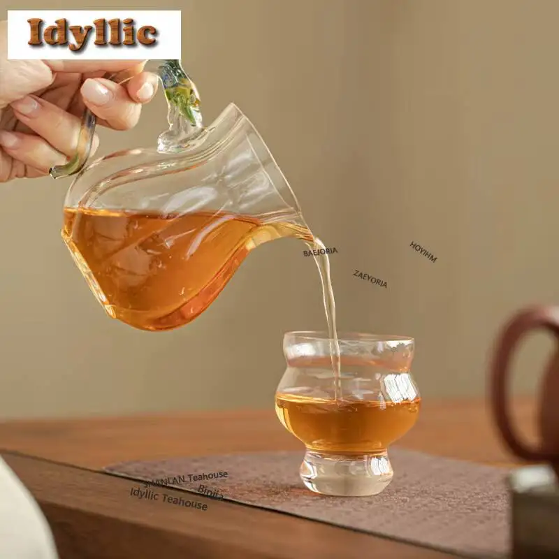 300ml Colorful Auspicious Dragon Glass Tea Pitcher Pour Tea Fair Cup Cha Hai Dispenser Justice Cup Fair Mug Teaware Supplies
