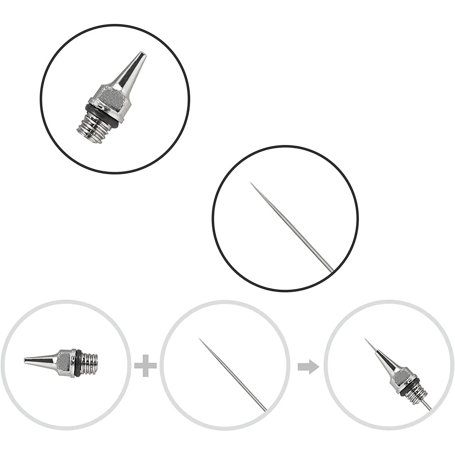 10Pcs Airbrush Nozzle Needle Nozzle Cap Set with Wrench Airbrush Replacement Parts for Airbrush Sprayer