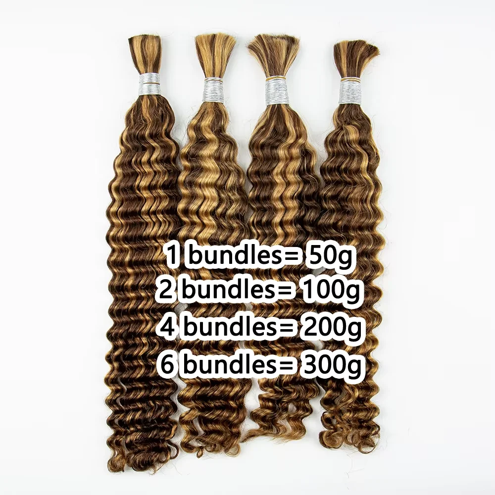 Onda profunda pacotes de cabelo humano em massa para trança sem trama 100g extensões de cabelo humano encaracolado brasileiro para boho tranças sem nós # 1B