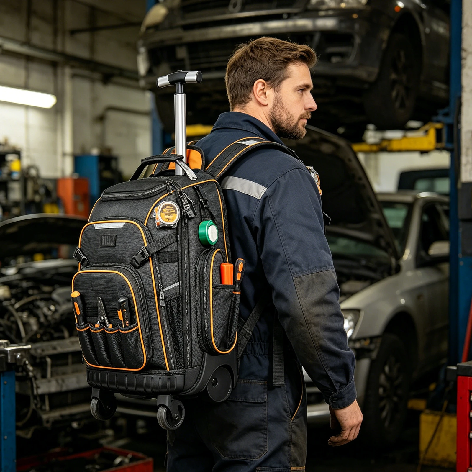Tool Backpack USB Charging Port Backpack Tool Bag Waterproof Base Electrician Backpack for Electrician Construction Mechanic