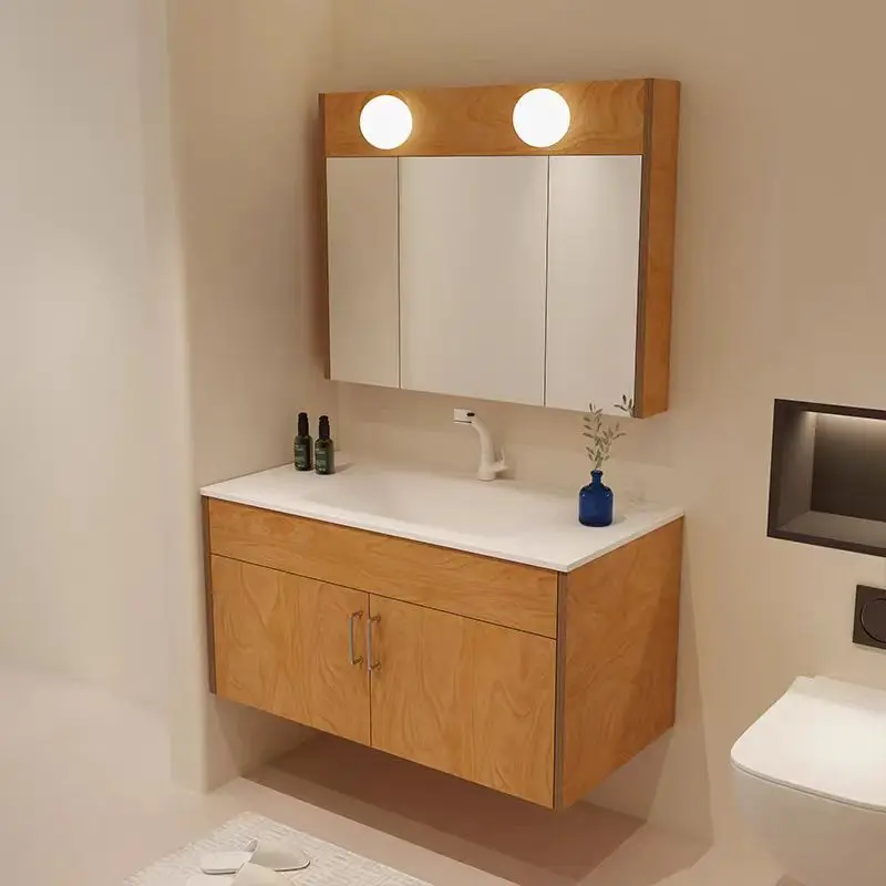 Ocean Plate in The Ancient Style Bathroom Cabinet Combination Ceramic Integrated Basin Russian Birch Washstand