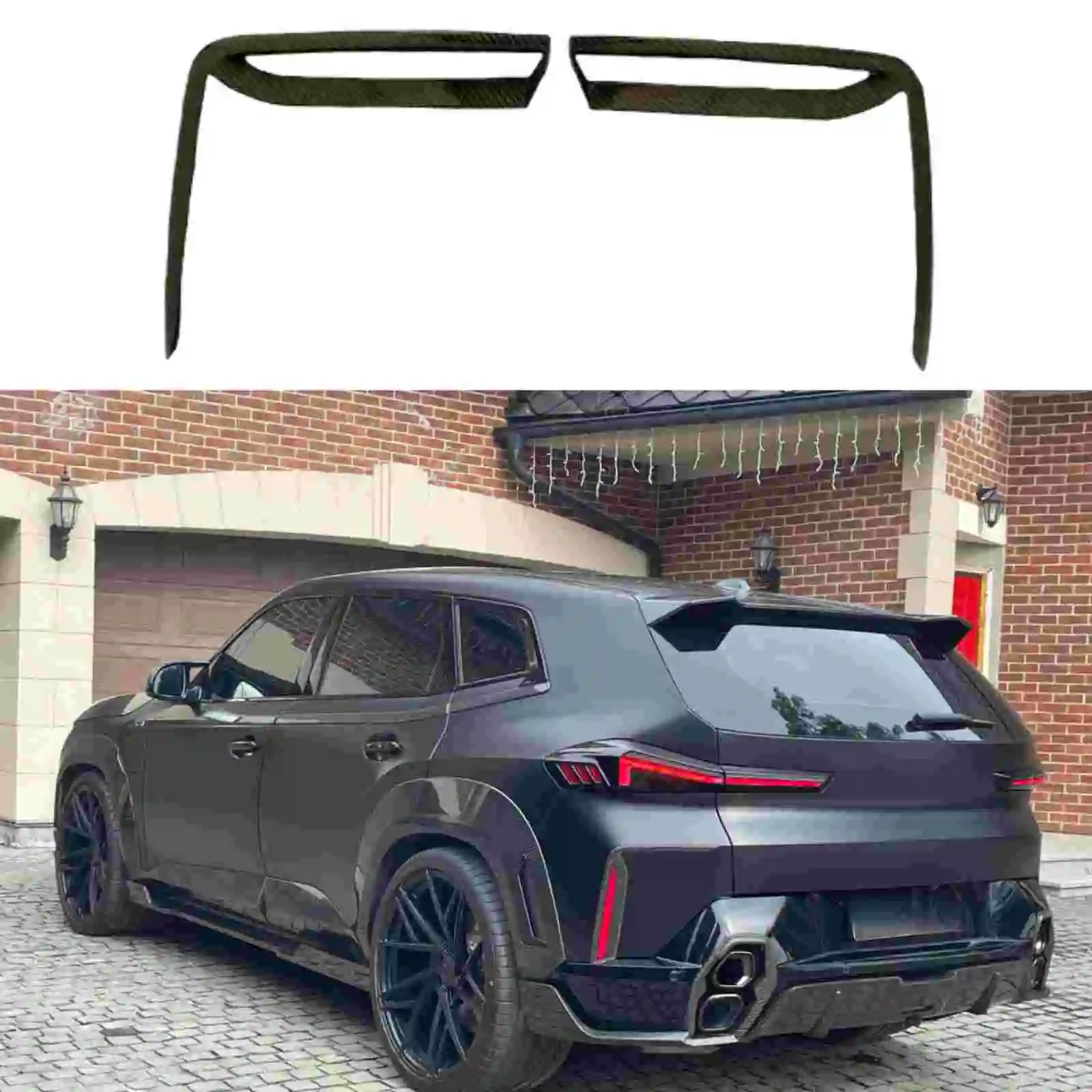 Dry Carbon Fiber Rear Bumper 2pcs Canards Lip Air Vent For BMW XM G09 2023+ Rear Side Accent Trim Garnish Canards