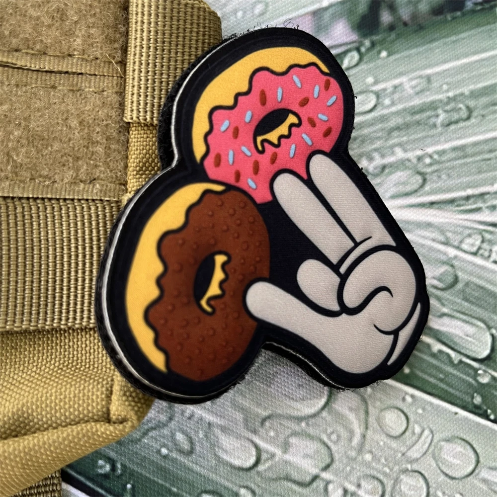 Finger Donut Morale Badge Patches Tactical Military ARMY Hook&Loop Backpack Printed Sticker