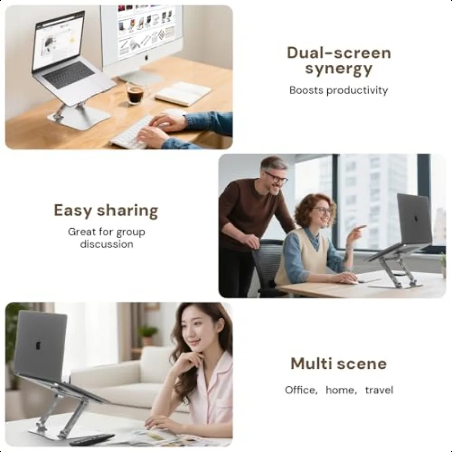 Premium Laptop Stand for Desk 2.5mm HeavyDuty Aerospace Aluminum Ergonomic Riser Adjustable Height Angle Sturdy Yet Lightweight