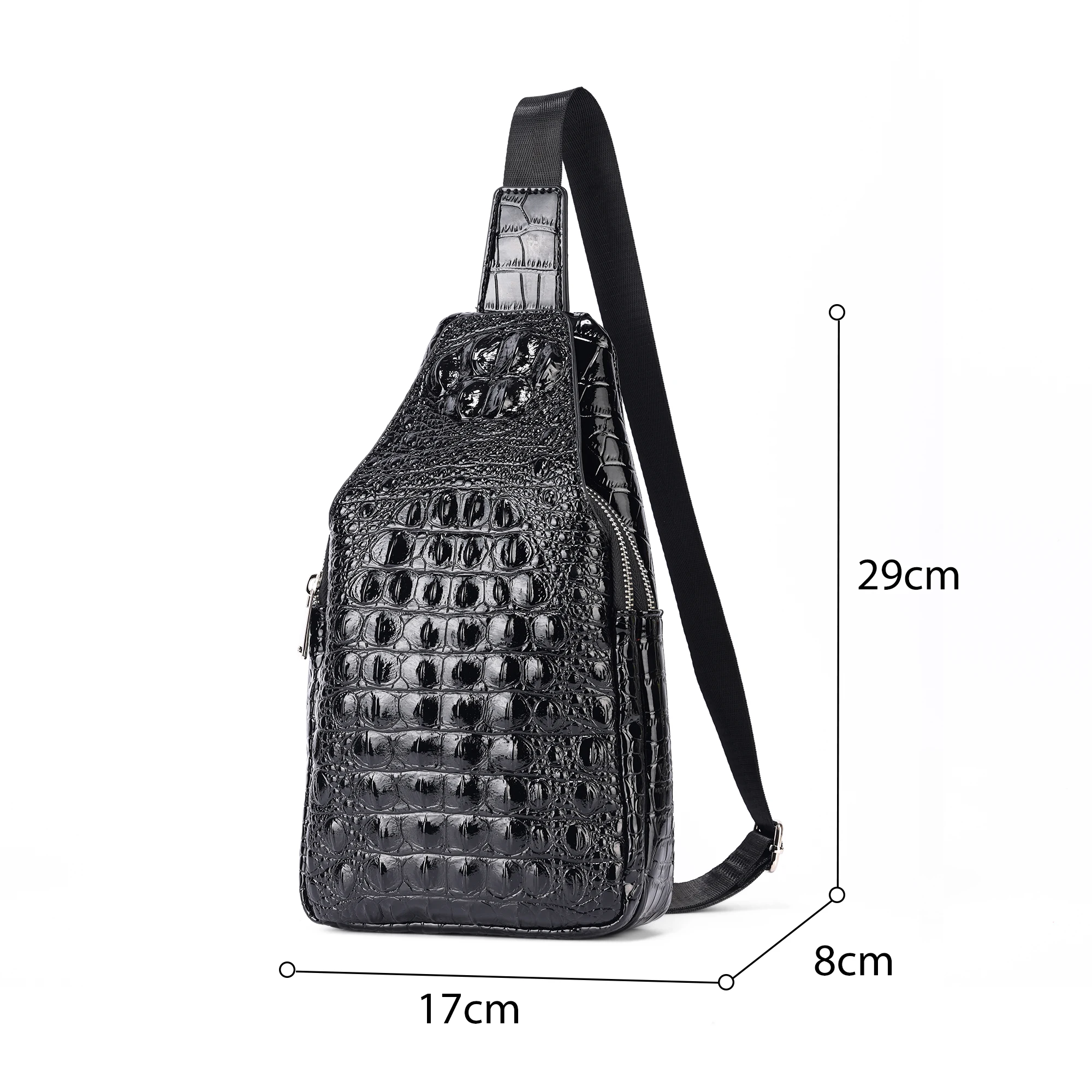 

2025 New Black Crocodile Chest Bag Sling Bag PU Leather Crossbody Bag For Men