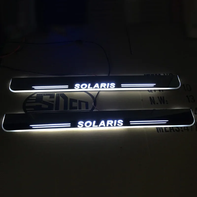Footstep lights For Hyundai Solaris 2015-2019 Moving LED Car Scuff Plate Pedal Door Sill Pathway Light or customize logo