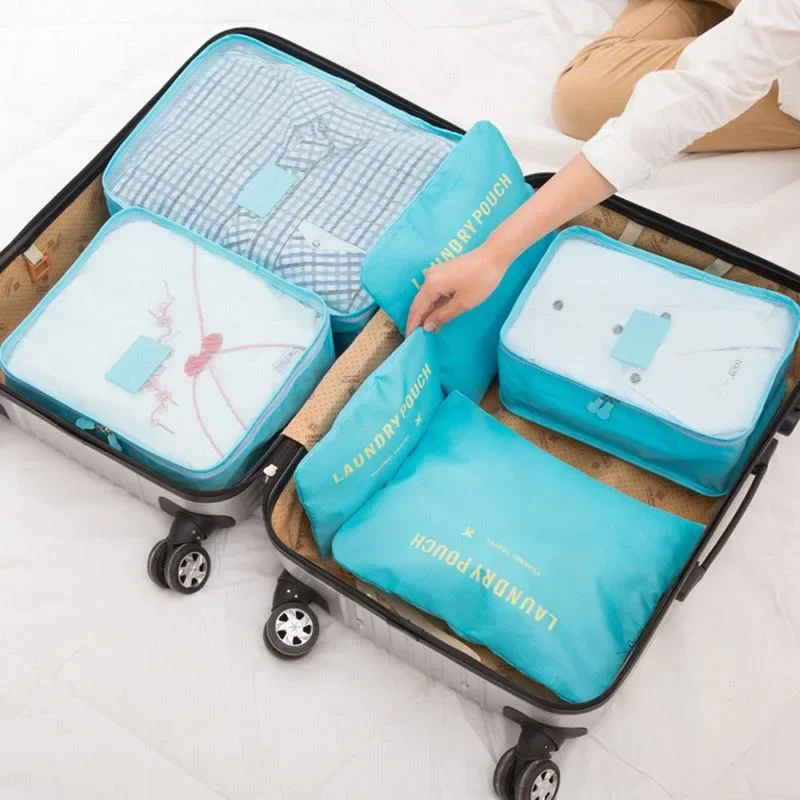 6pcs Set Travel Suitcase Organizer Bags Shoe Clothes Luggage Organizer Bags Luggage Packing Cubes for Travel Organizer Storag