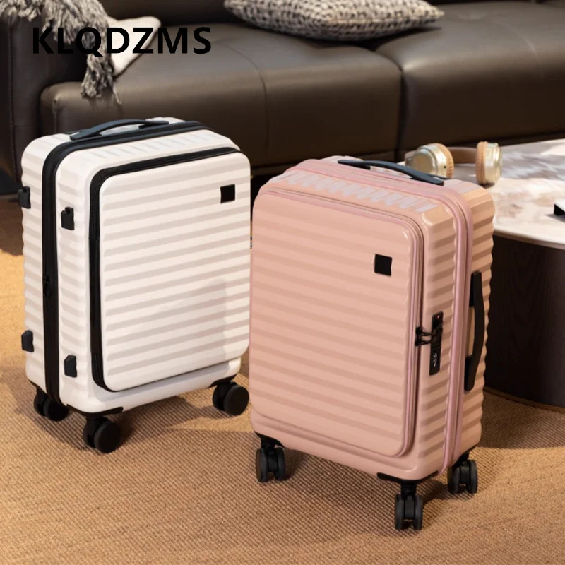 

KLQDZMS Cabin Luggage ABS + PC Boarding Box 24"28" Multifunctional Trolley Case Women's 20 Inches Universal Wheel Suitcase