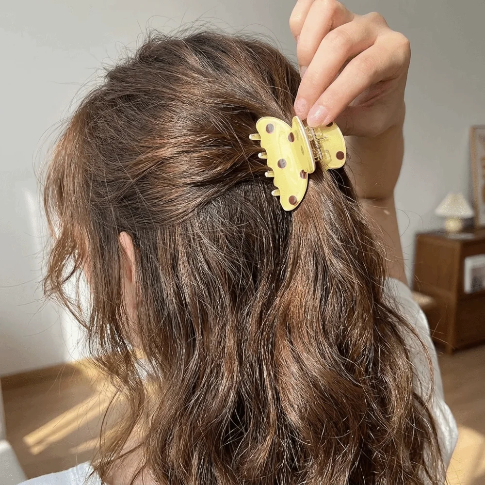 Sweet Small Polka Dot Hair Claw Cute Non-Slip Mini Hair Clips Trendy Durable Acrylic Hair Clamps Party