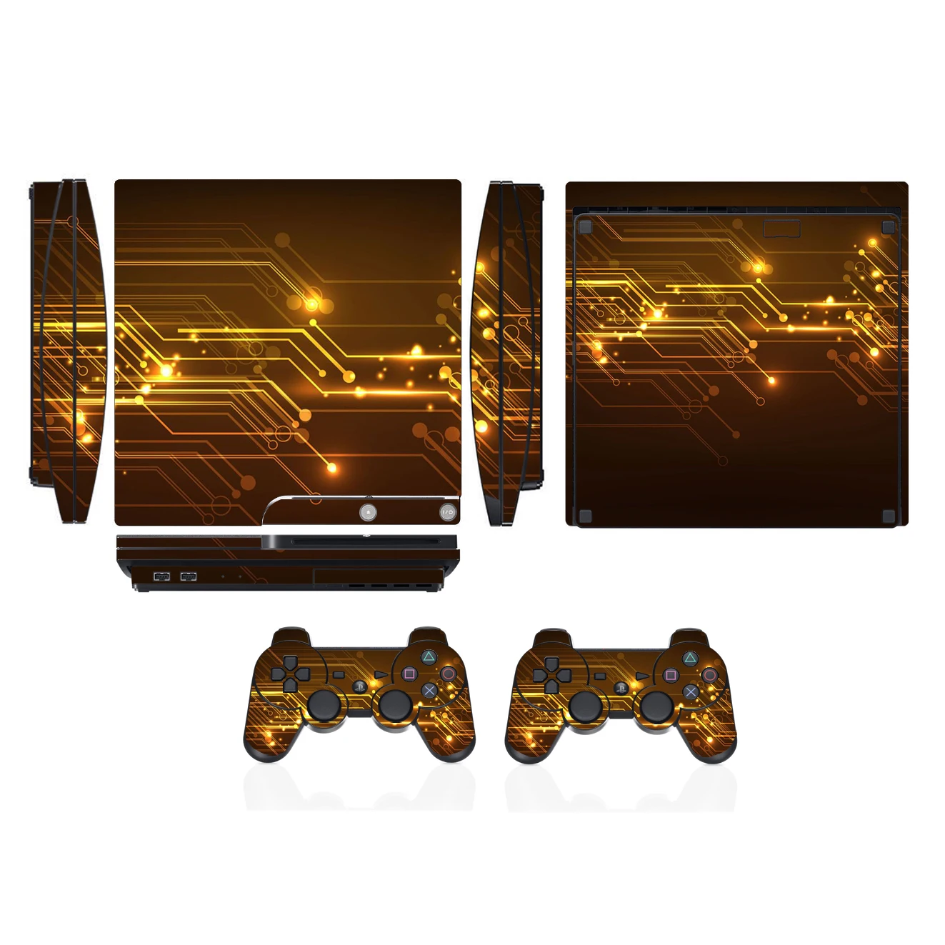 Circuit Vinyl Skin Sticker Protector for Sony PS3 Slim PlayStation 3 Slim and 2 controller skins Stickers