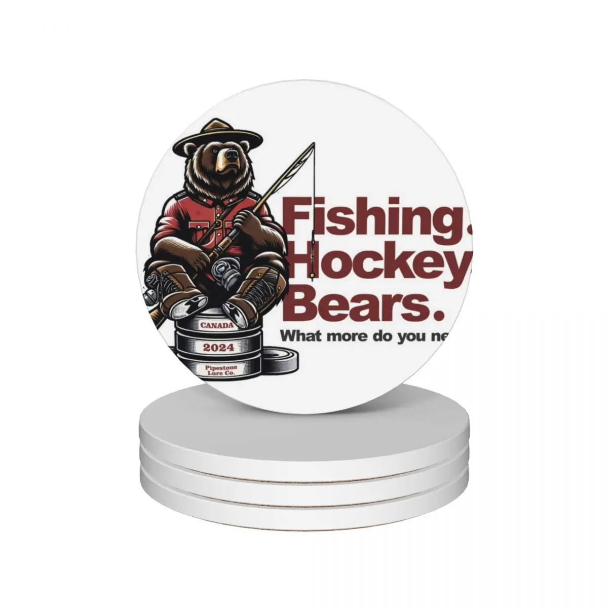 

Pipestone Hockey Bear Ceramic Coasters (Set of 4) drinks personalize Coasters