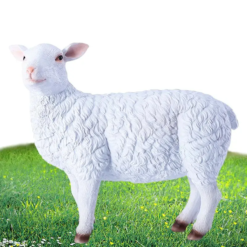 

Cute Resin Lamb Statue Sheep Miniature Farm Sculpture Adorable Decorative Sheep Figurine for Yard Pati Lawn Porch Decoration