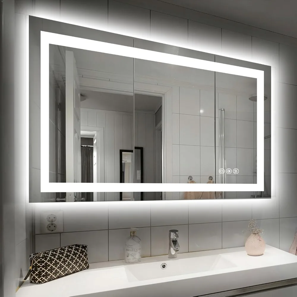 

40X32 LED Bathroom Mirror with Lights, Anti-Fog, Dimmable, Backlit + Front Lit, Smart Bathroom Vanity Mirror, Memory Function, S
