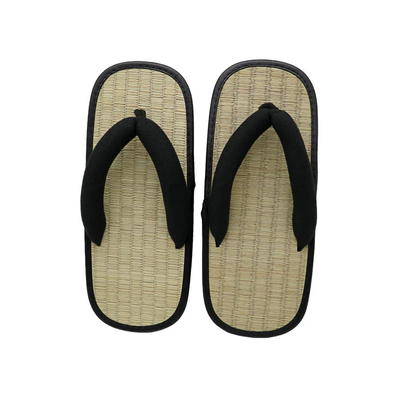 Chanclas trenzadas de paja para hombre, zapatillas de verano con Clip en forma de Y, sandalias de Punta abierta, zapatillas japonesas de fondo grueso