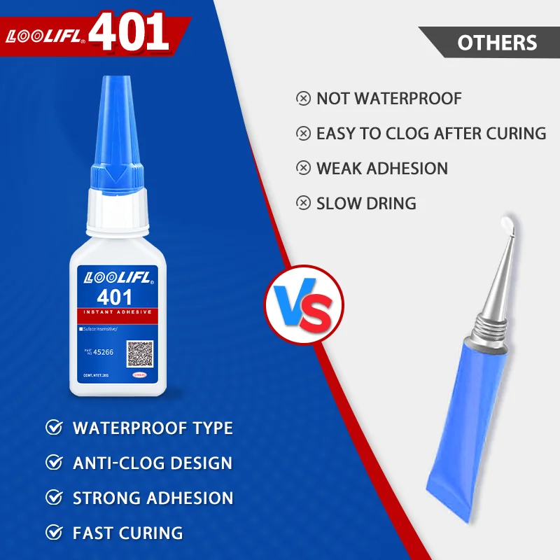 LOOLIFL Super Glue, Professional Adhesive, Transparent Cyanoacrylate Glue, Quick-Drying, Tasteless and Long-Lasting Adhesion.