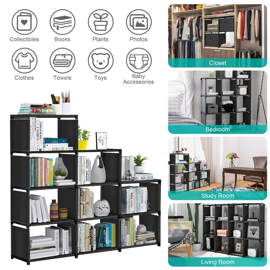 

9Cube Storage Organizer Closet Shelves Cabinet Bookcase NonWoven Fabric Cube Shelf for Living Room Bedroom Office