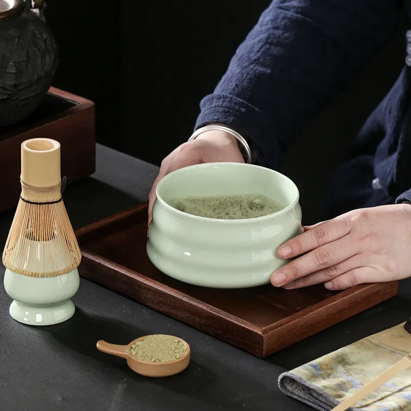 Teaware Set Matcha Bowl Ceramic Tea Set Tea Bamboo Matcha Brush Bamboo Scraper for Cleaning Tea Vessels