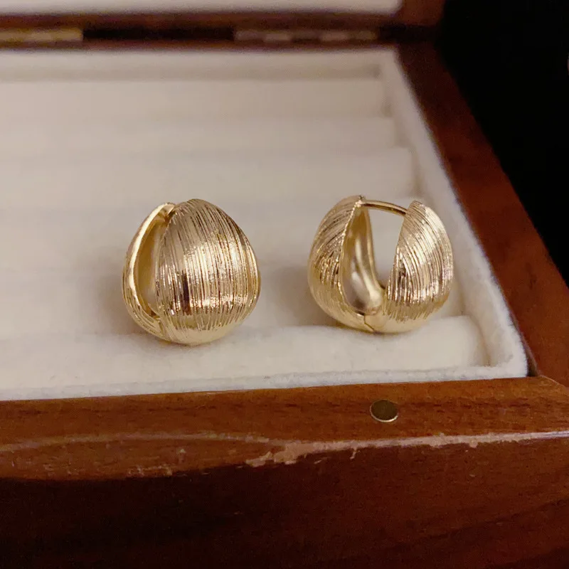 

Exaggerated 925 Silver Needle 14k Gold Plating Frosted Ball Hoop Earrings For Women Party Vintage Fine Jewelry Accessories