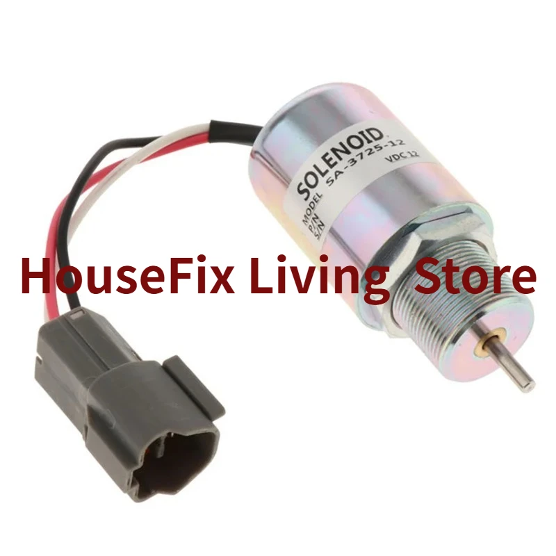 12V Fuel Cut-Off Solenoid Valve SA-3725-12 - Engine Shutdown Solenoid for Construction Machinery