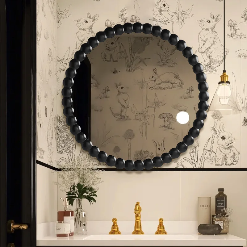 مرآة مستديرة من العصور الوسطى، مرآة حمام كلاسيكية، ديكور جدار سطح المكتب، خلفية المطعم، معلقة على الحائط #3