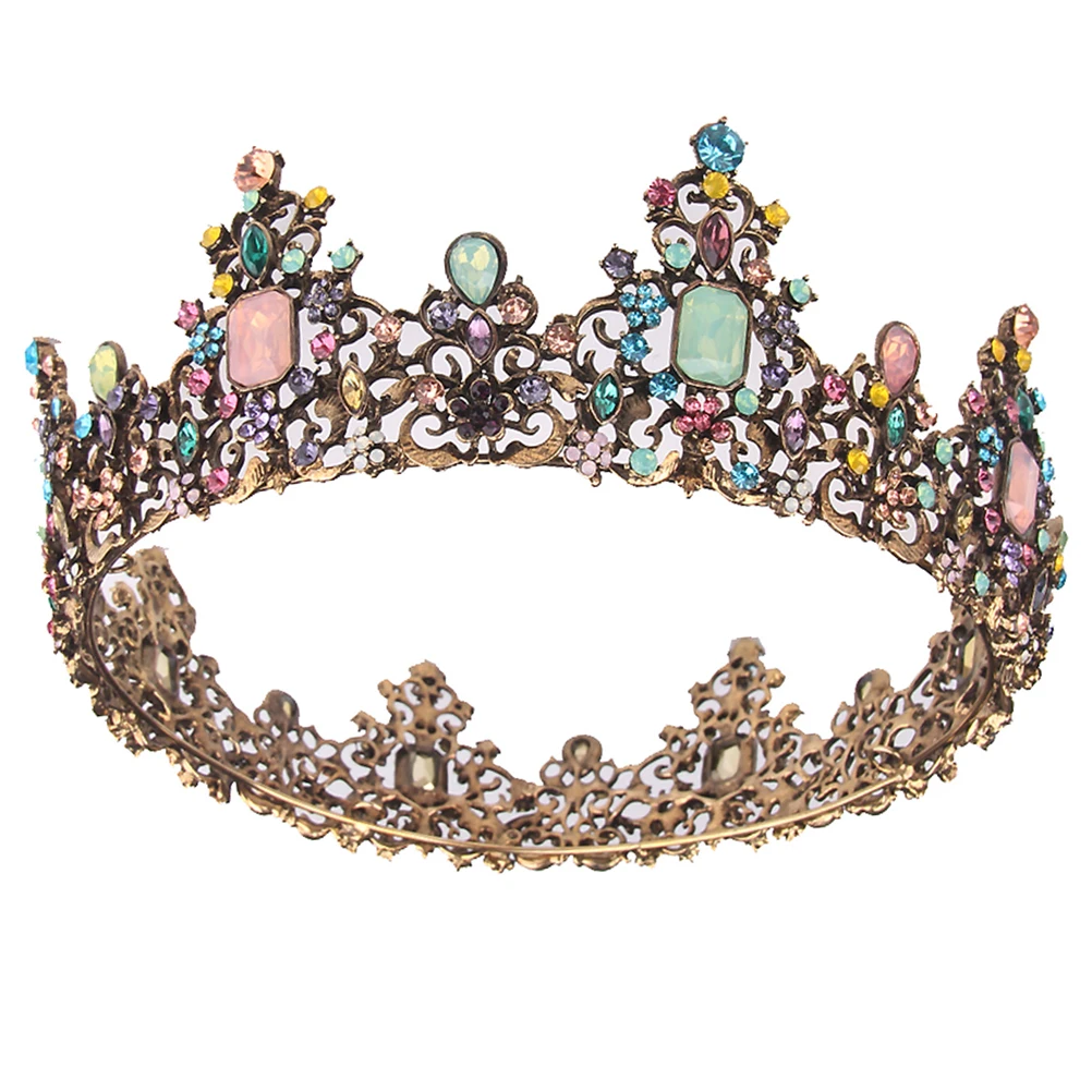 

Alloy Queen Crown Rhinestone Bridal Headpiece for Wedding Pageant Prom Party Vintage Girls Ladies Elegant Hair Accessory