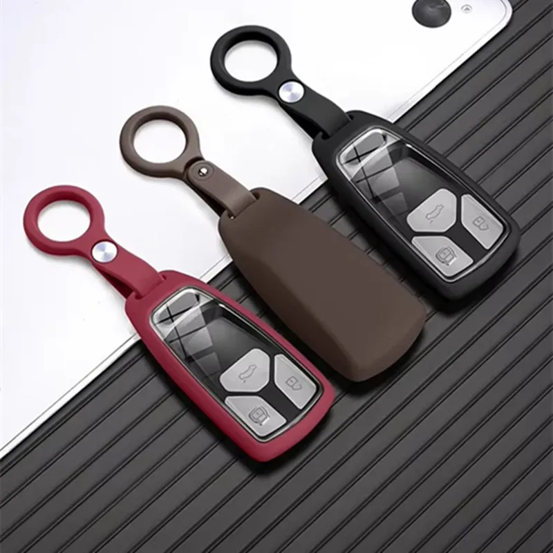 High-End Silicone Key Cover for Audi A4L/A6L/Q5L/Q3/A8L, All-Inclusive Key Fob Case Prevent car keys from being scratched