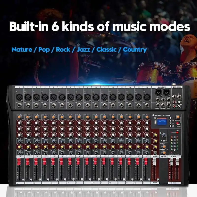 6/8/12 Kanäle Audio Mixer Bluetooth Mischpult 48V Phantom Sound Box USB XLR RCA Unterstützung für Studio DJ Verstärker Home PC