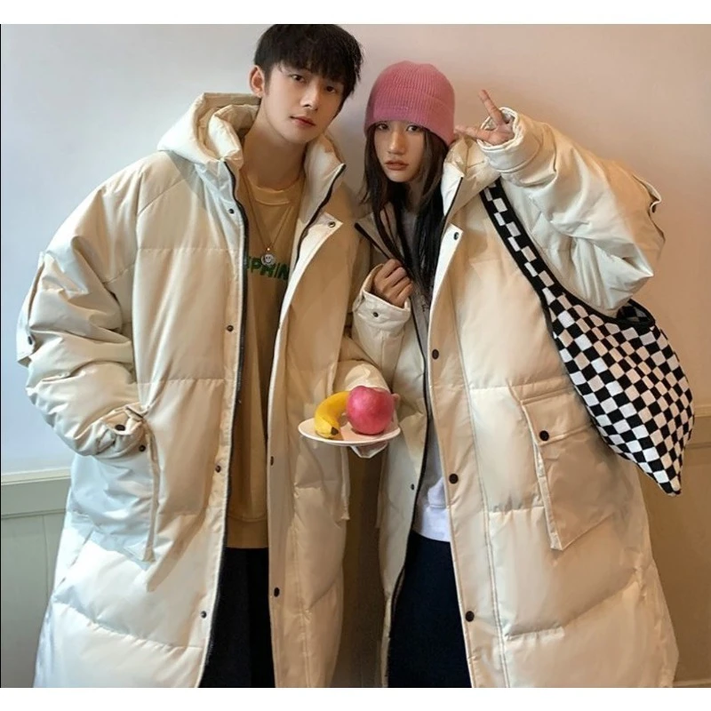 The New Down Jacket for Couples Winter Loose Knee-length Hooded Warm and Thick Bestseller Trendy Top Fashionable Individual Warm