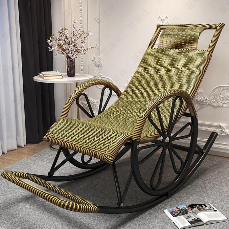 

Rattan chair rocking chair recliner adult rocking recliner balcony home leisure rattan rocking chair