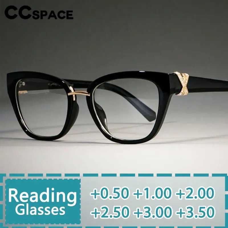 R45605 Luxury Rhinestone Decoration Reading Glasses Lady Cat Eye Optical Presbyopic Spectacles Dioptric +50 +100 +200 +300