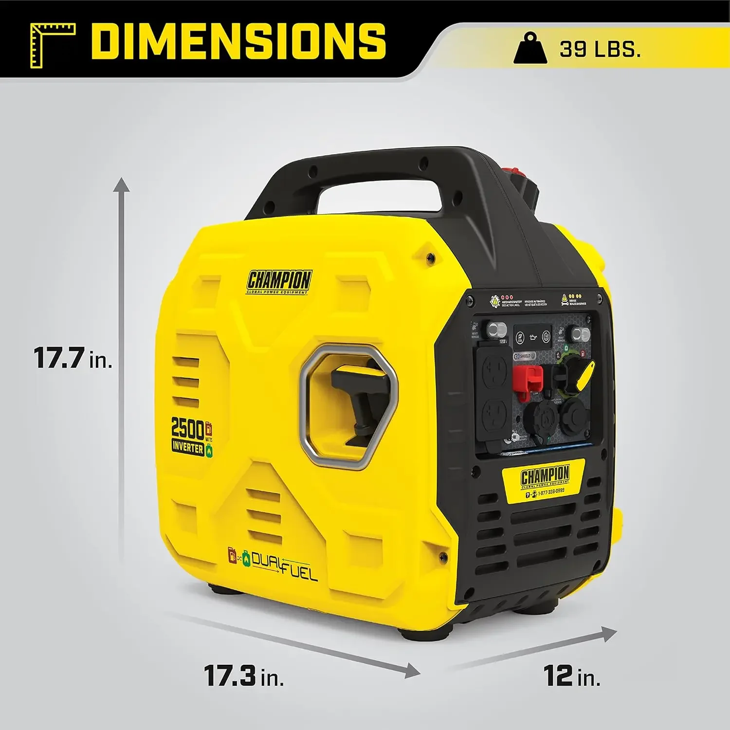 [XMSJ-Limited Stock, Buy Now!]2500-Watt Dual Fuel Ultralight Portable Inverter Generator with Quiet Technology and CO Shield
