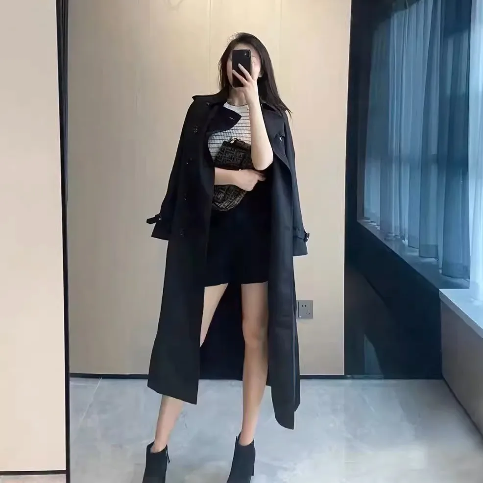 Polsini trench alla moda da donna cuciti su misura double-face slim-fit con tasche professionali verde militare cerniere abbottonate