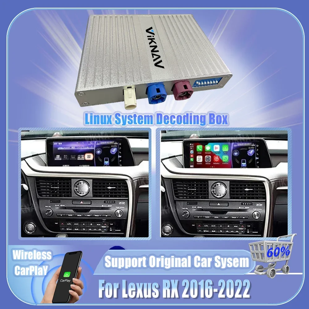 Linux Interface Decoding Box Fit For Lexus RX 2016-2022 Upgrade Android Auto Wireless Apple CarPlay Decoder Box